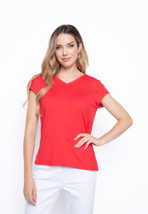 Top - V-Neck with Lace Trim