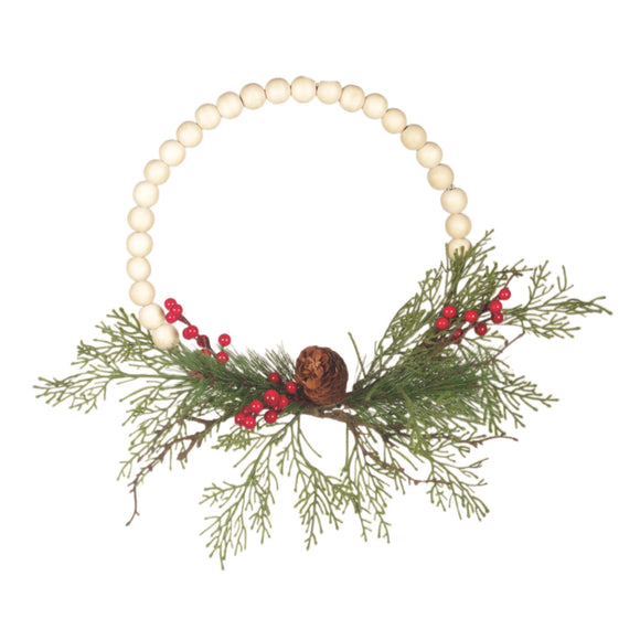 Wreath - Wood Bead with Red Berries