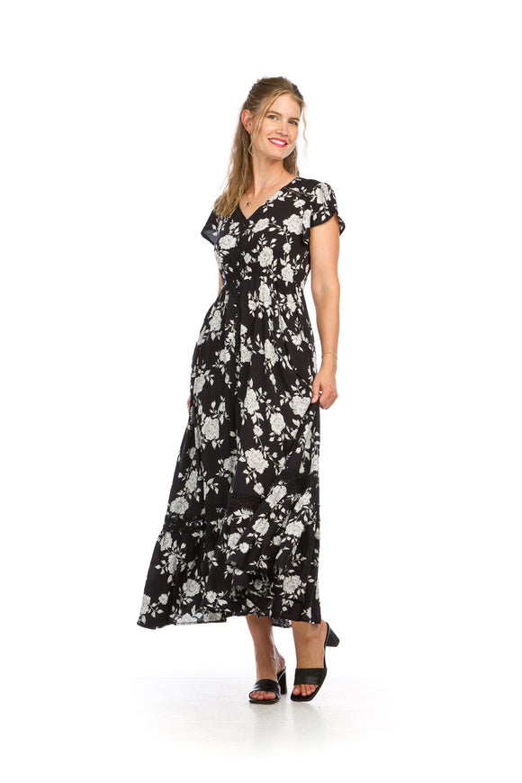 Maxi Dress - Floral Button Front