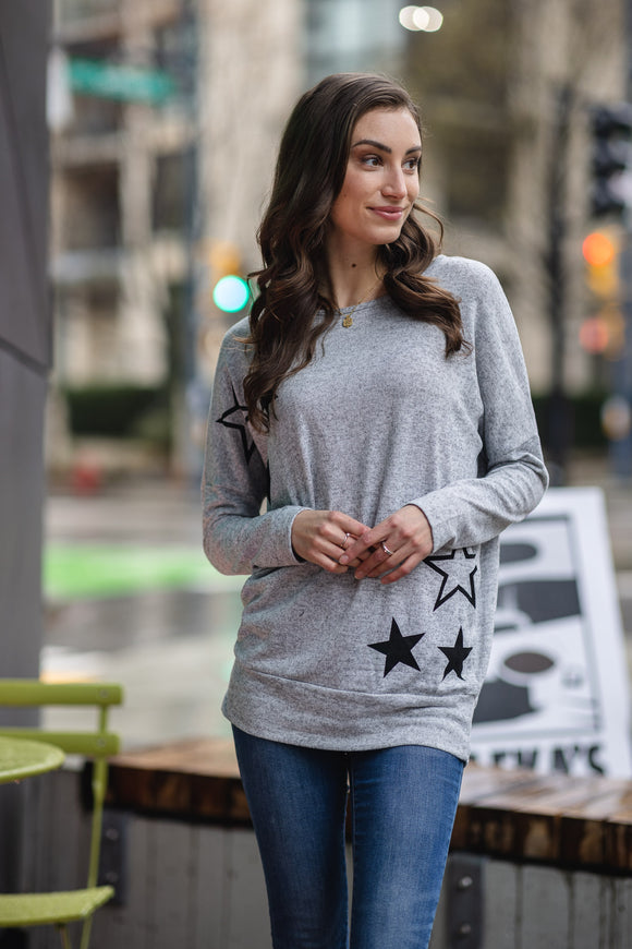 Sweatshirt - Oversized Star Print