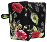 Wallet - Black Ladybugs and Poppies