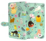 Wallet - Cats in the Garden Light Teal