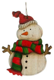 Ornament - Snowman with Red and Green Scarf