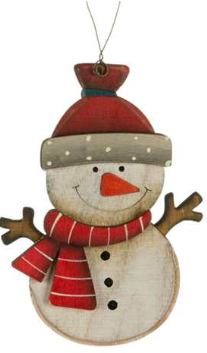 Ornament - Snowman with Striped Scarf