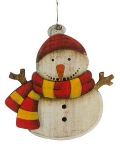 Ornament - Snowman with Red Hat and Striped Scarf