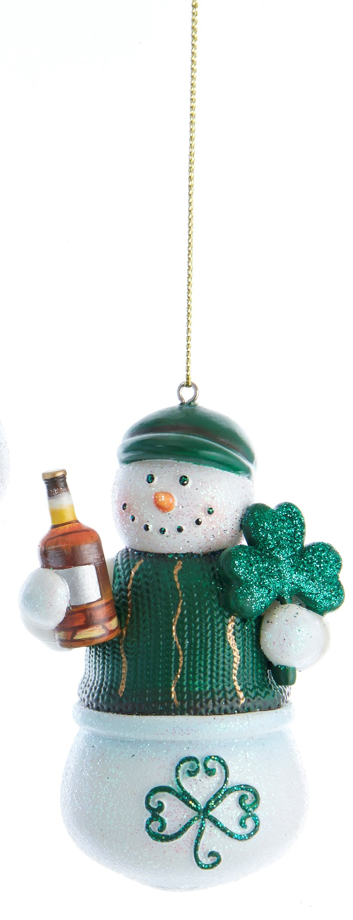 Ornament - Snowman Irish with Clover