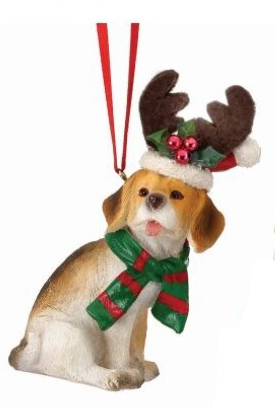 Ornament - Dog with Antlers Brown