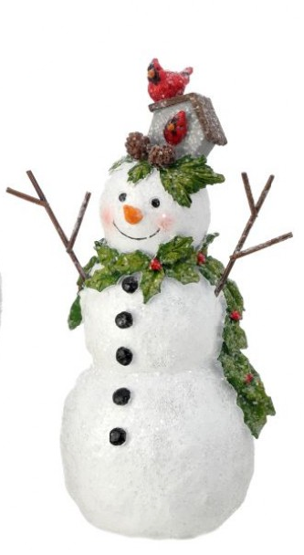 Snowman Decor - With Birdhouse and Cardinals