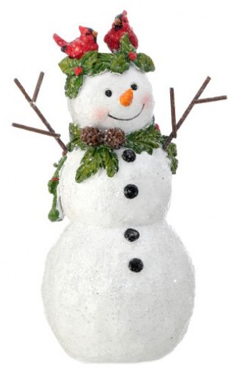 Snowman Decor - With Two Cardinals on Head