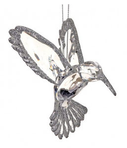 Ornament - Hummingbird Acrylic with Silver Glitter