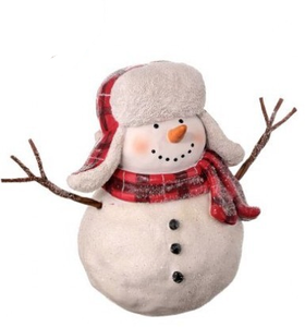 Snowman Decor - With Twig Arms and Trapper Hat