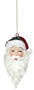 Ornament - Santa with Pom Pom and Holly on Hat