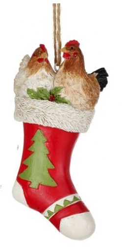 Ornament - Chickens in Stocking