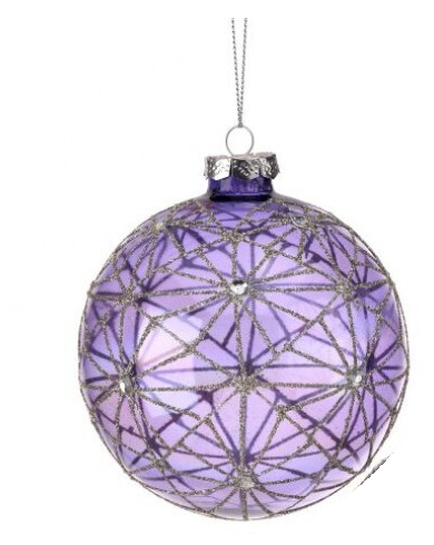 Ornament - Lavender Glass Ball (Star Pattern)