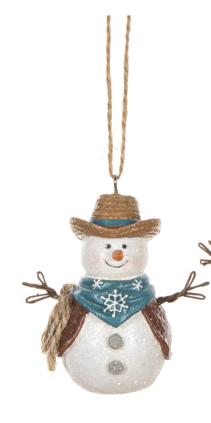 Ornament - Snowman Cowboy (Blue)