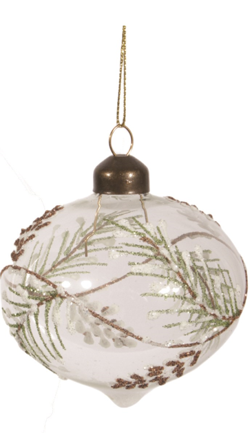 Ornament - Glass Onion with Pinecones