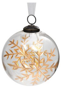 Ornament - Glass Ball with Gold Snowflake