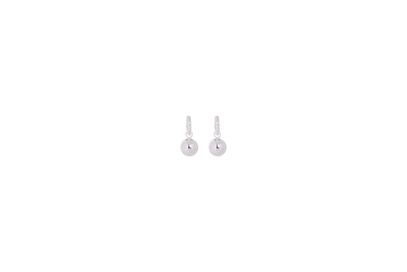 Earrings - Shiny Silver Hoop with Ball