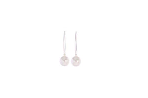 Earrings - Matte Silver and White Pearl