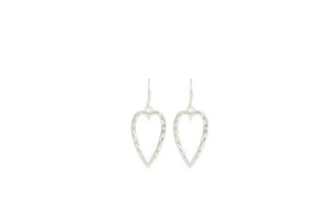 Earrings - Hammered Matte Silver Hearts