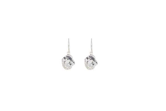 Earrings - Shiny Silver Hammered Balls