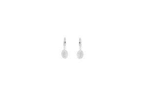 Earrings - Shiny Silver and White Crystal