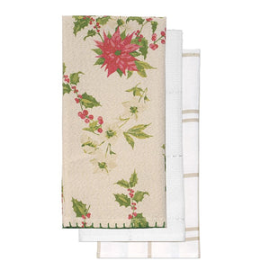 Tea Towels - Shimmer Poinsettia (Set of 3)