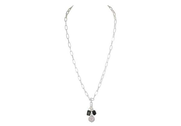 Necklace - Silver Freshwater Pearl Black Agate & Diamond