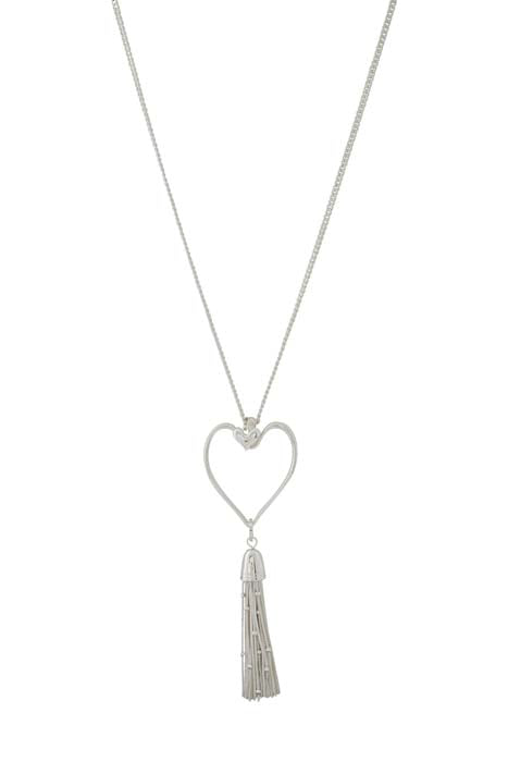 Necklace - Silver Heart with Tassel