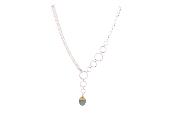 Necklace - Silver with Agate Pendant