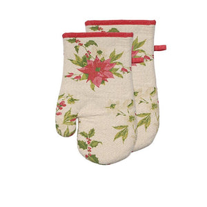 Oven Mitts - Shimmer Poinsettia