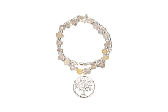 Bracelet - Layered Tree of Life Silver Grey Agate