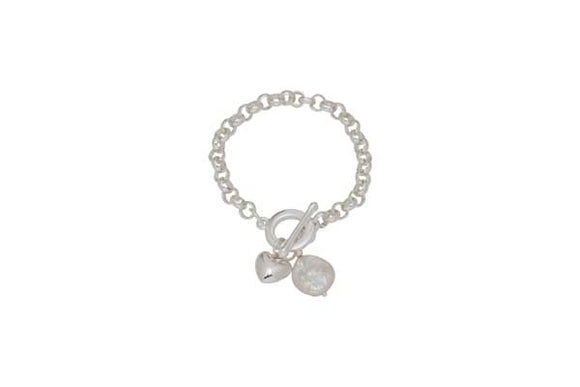 Bracelet - Heart Pendant with Fresh Water Pearl