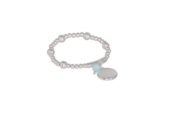 Bracelet - Metal Beads & Amazonite Charm