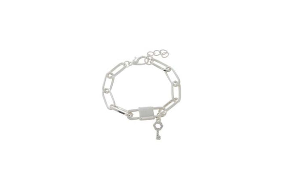 Bracelet - Silver & Crystal with Key
