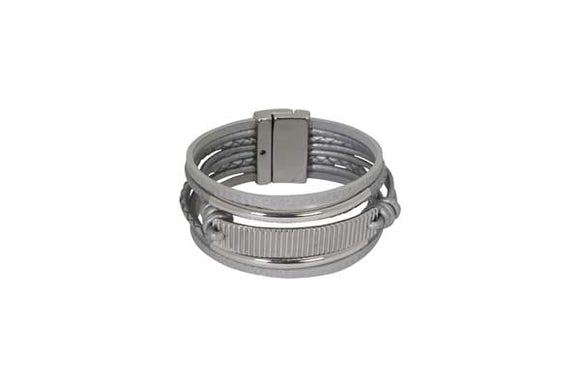 Bracelet - Magnetic Light Grey & Rhodium