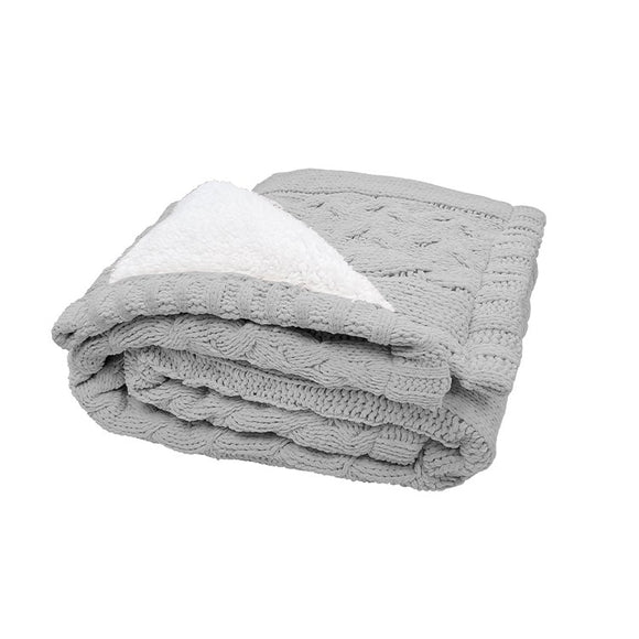 Throw Blanket - Sherpa Cable Knit (Grey)