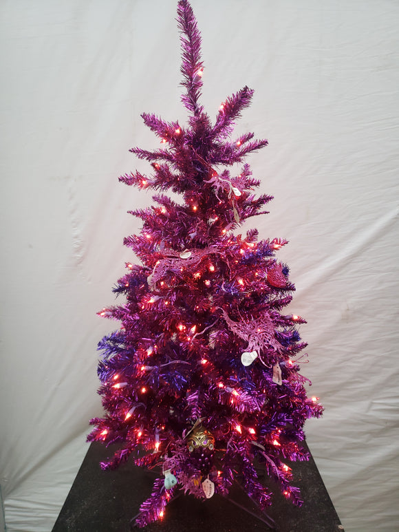 Artificial Tree - Tiffany Tinsel Purple Lit 4’