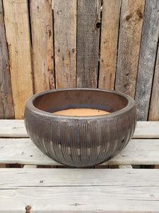 Planter Bowl - Metallic Black with Stripes (Medium)