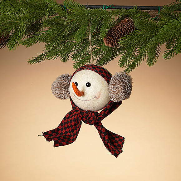 Ornament - Snowman Head with Earmuffs and Scarf