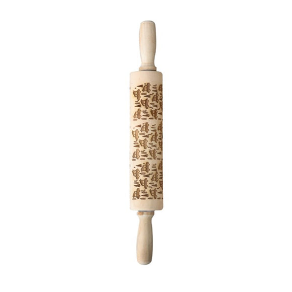 Rolling Pin - Vintage Christmas Embossed