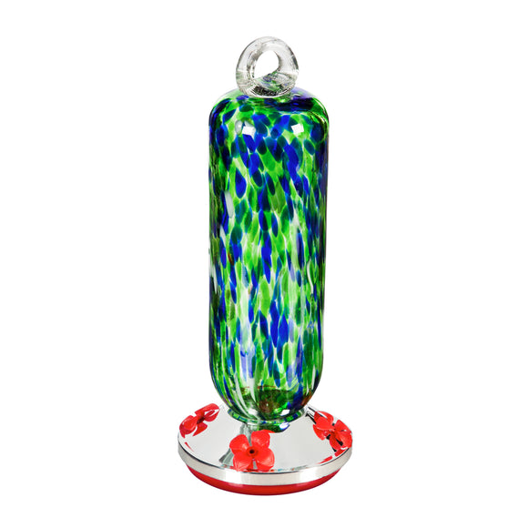 Hummingbird Feeder - Blue and Green Speckle Glass