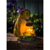 Statuary - Dog with LED mason jar