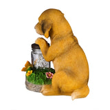 Statuary - Dog with LED mason jar