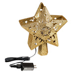 Tree Topper - Gold Glitter Star LED with Projection