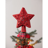 Tree Topper - Red Glitter Star with LED Projection