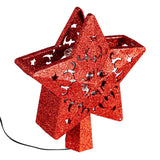 Tree Topper - Red Glitter Star with LED Projection