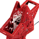 Tree Topper - Red Glitter Star with LED Projection