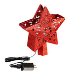 Tree Topper - Red Glitter Star with LED Projection