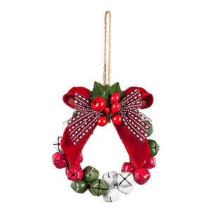 Ornament - Bell Wreath (Burgundy Bow)